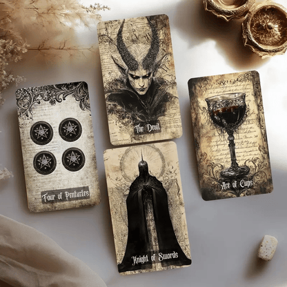 🔥Last Day 49% OFF - 💀🖤Vintage Gothic Tarot Cards Set - 78 Tarot Cards Deck
