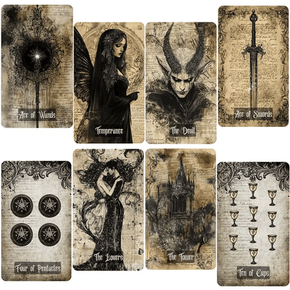 🔥Last Day 49% OFF - 💀🖤Vintage Gothic Tarot Cards Set - 78 Tarot Cards Deck