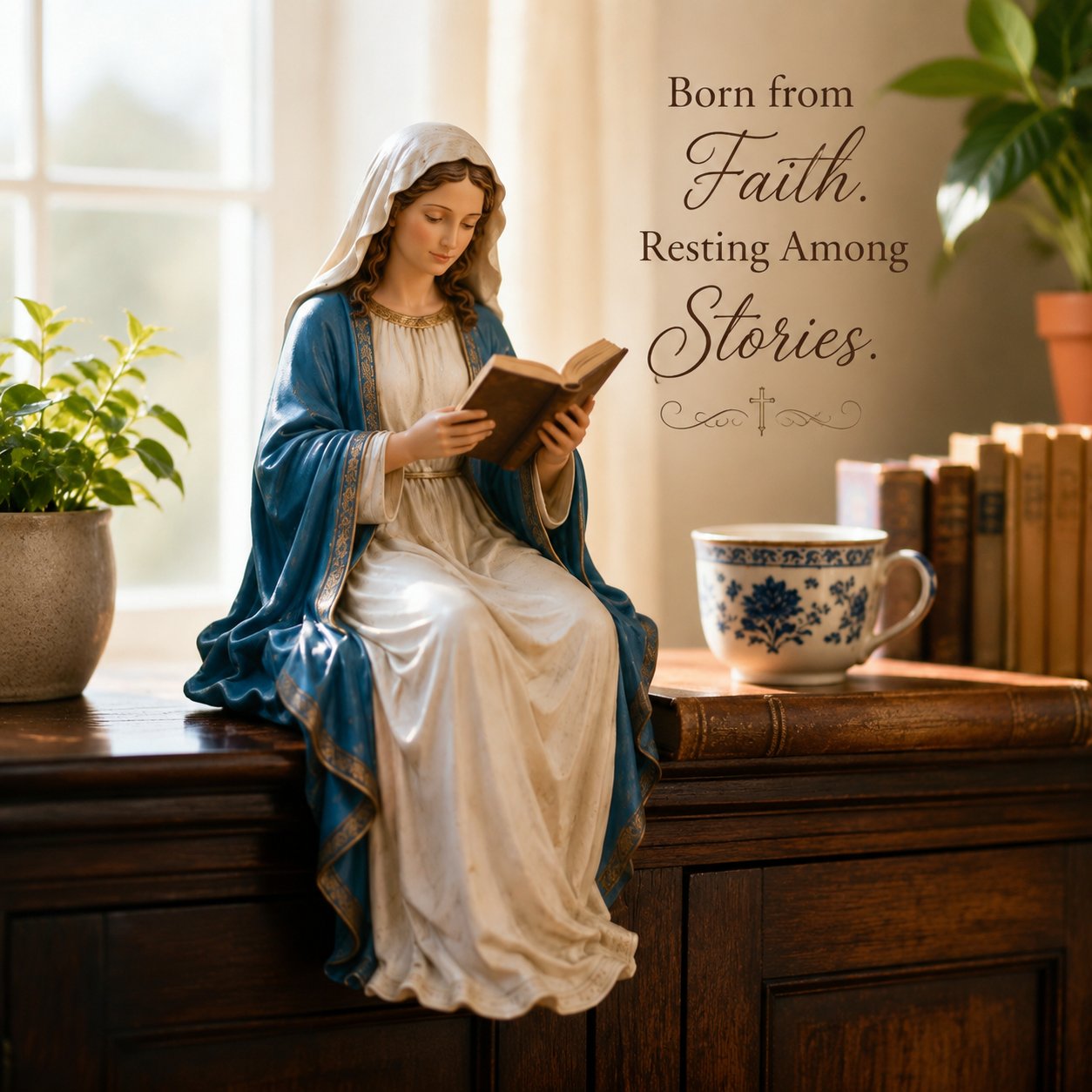 🎁Last Day 49% OFF-📚🕊️ Bring Divine Peace to Your Library. Virgin Mary Reading Figure(7*7*12cm)