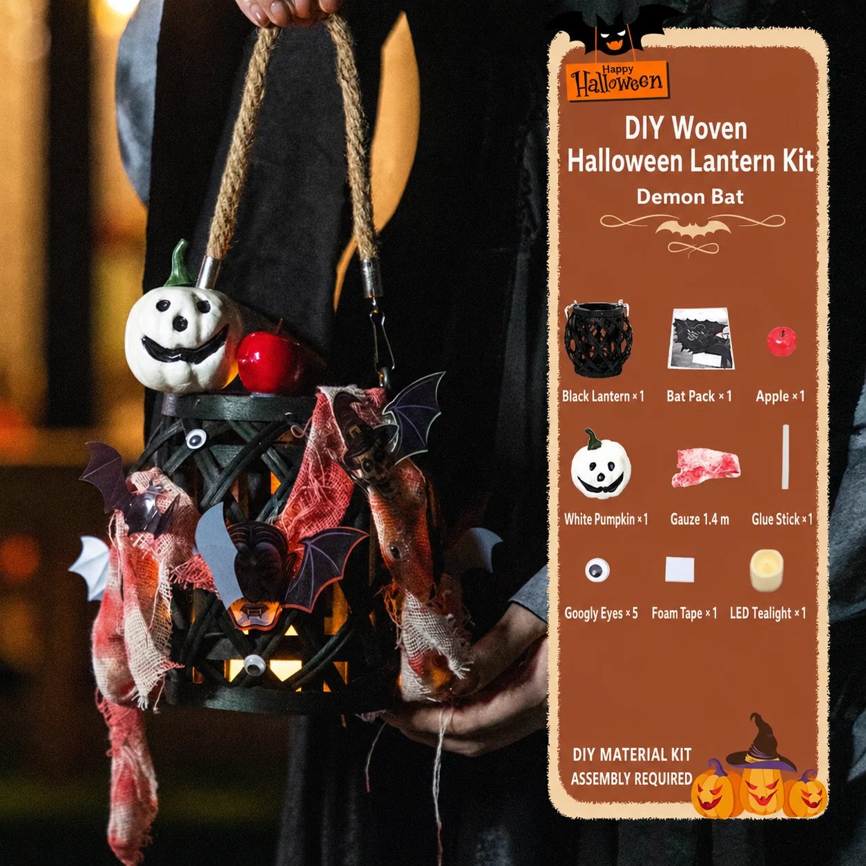 Free shipping🎃DIY Light-Up Halloween Trick-or-Treat Basket Kit👻 Let Kids Create the Basket They’ll Proudly Carry on Halloween Night! ✨