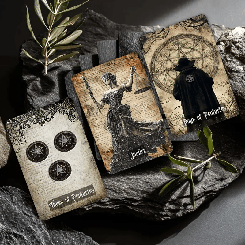 🔥Last Day 49% OFF - 💀🖤Vintage Gothic Tarot Cards Set - 78 Tarot Cards Deck