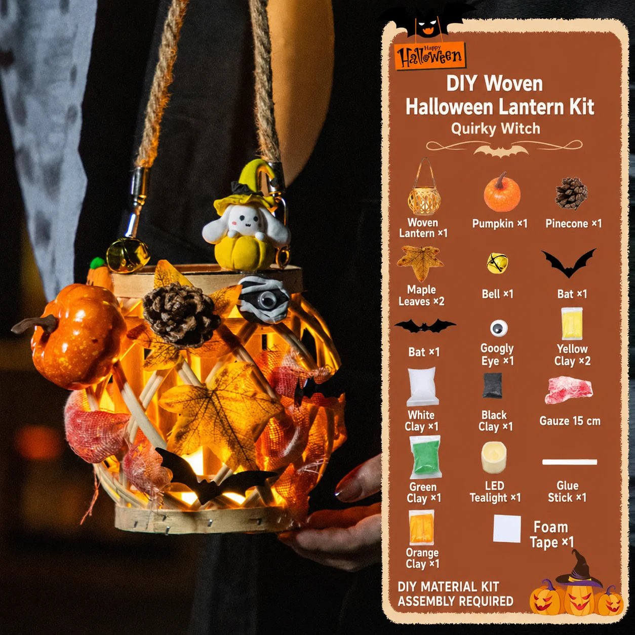 Free shipping🎃DIY Light-Up Halloween Trick-or-Treat Basket Kit👻 Let Kids Create the Basket They’ll Proudly Carry on Halloween Night! ✨