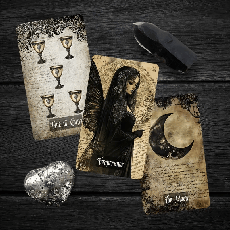 🔥Last Day 49% OFF - 💀🖤Vintage Gothic Tarot Cards Set - 78 Tarot Cards Deck