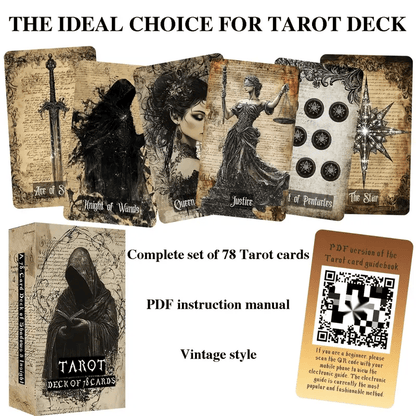 🔥Last Day 49% OFF - 💀🖤Vintage Gothic Tarot Cards Set - 78 Tarot Cards Deck