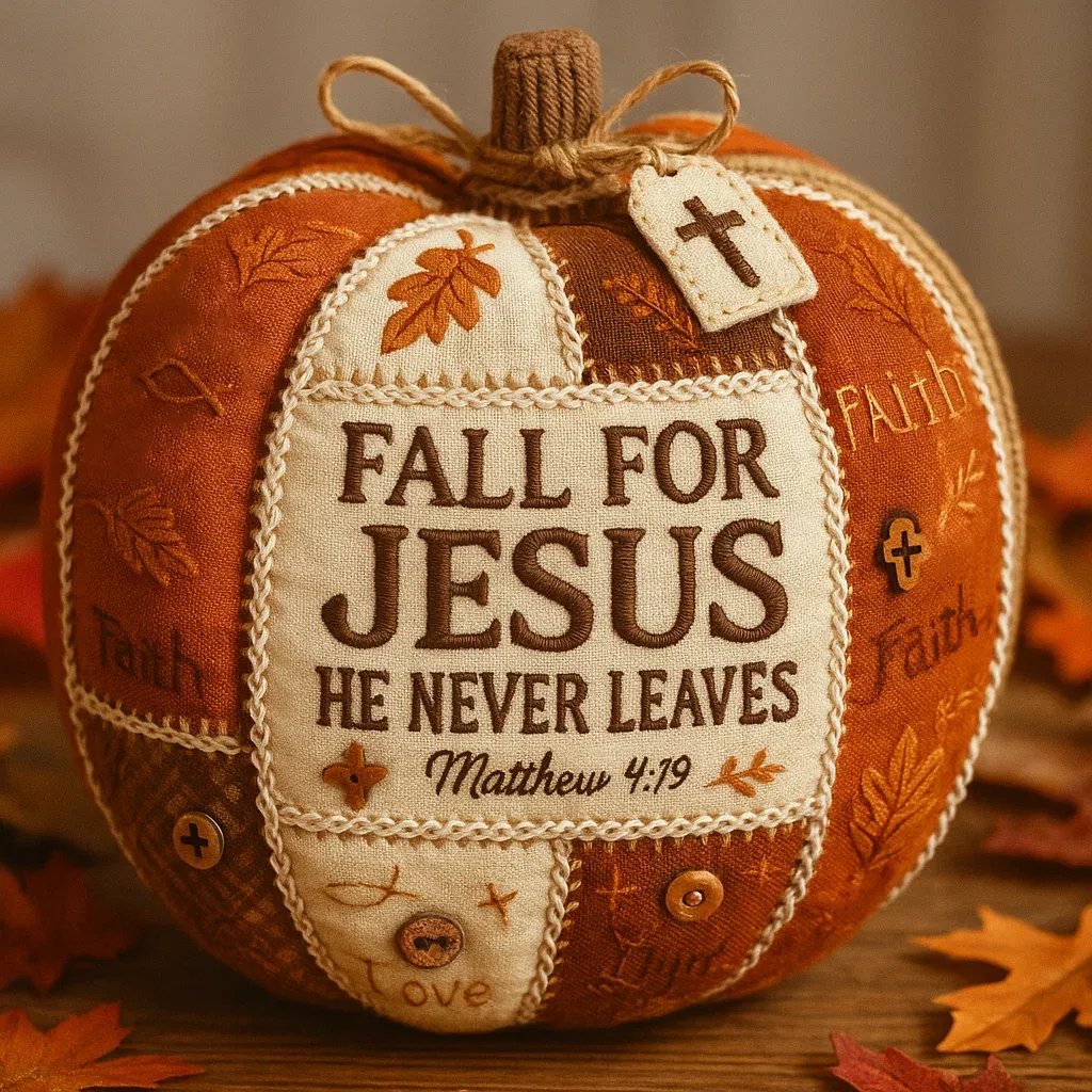 🍂“Fall for Jesus” Patchwork Pumpkin(✨Same as the picture)