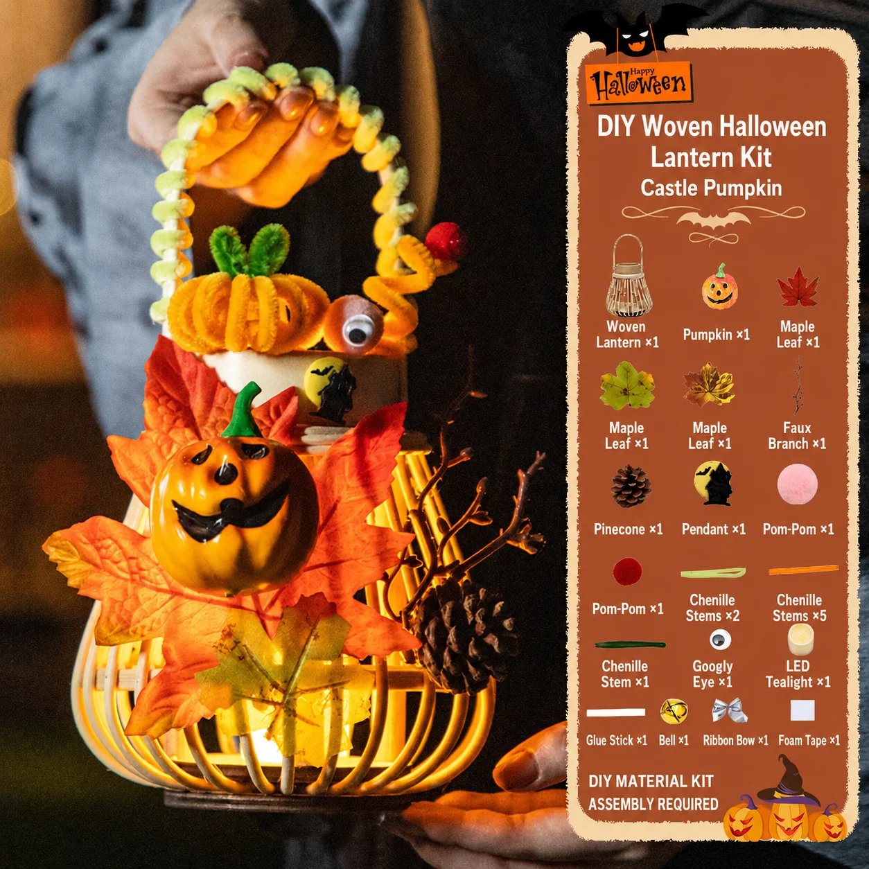 Free shipping🎃DIY Light-Up Halloween Trick-or-Treat Basket Kit👻 Let Kids Create the Basket They’ll Proudly Carry on Halloween Night! ✨