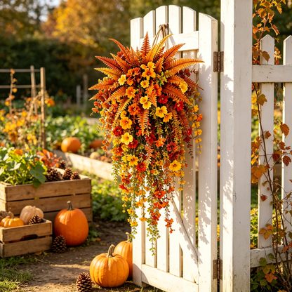 🍂 ARTIFICIAL FALL HARVEST HANGING BASKET