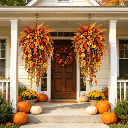 🍂 ARTIFICIAL FALL HARVEST HANGING BASKET
