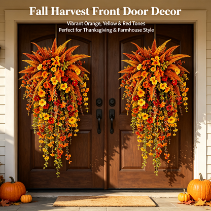 🍂 ARTIFICIAL FALL HARVEST HANGING BASKET