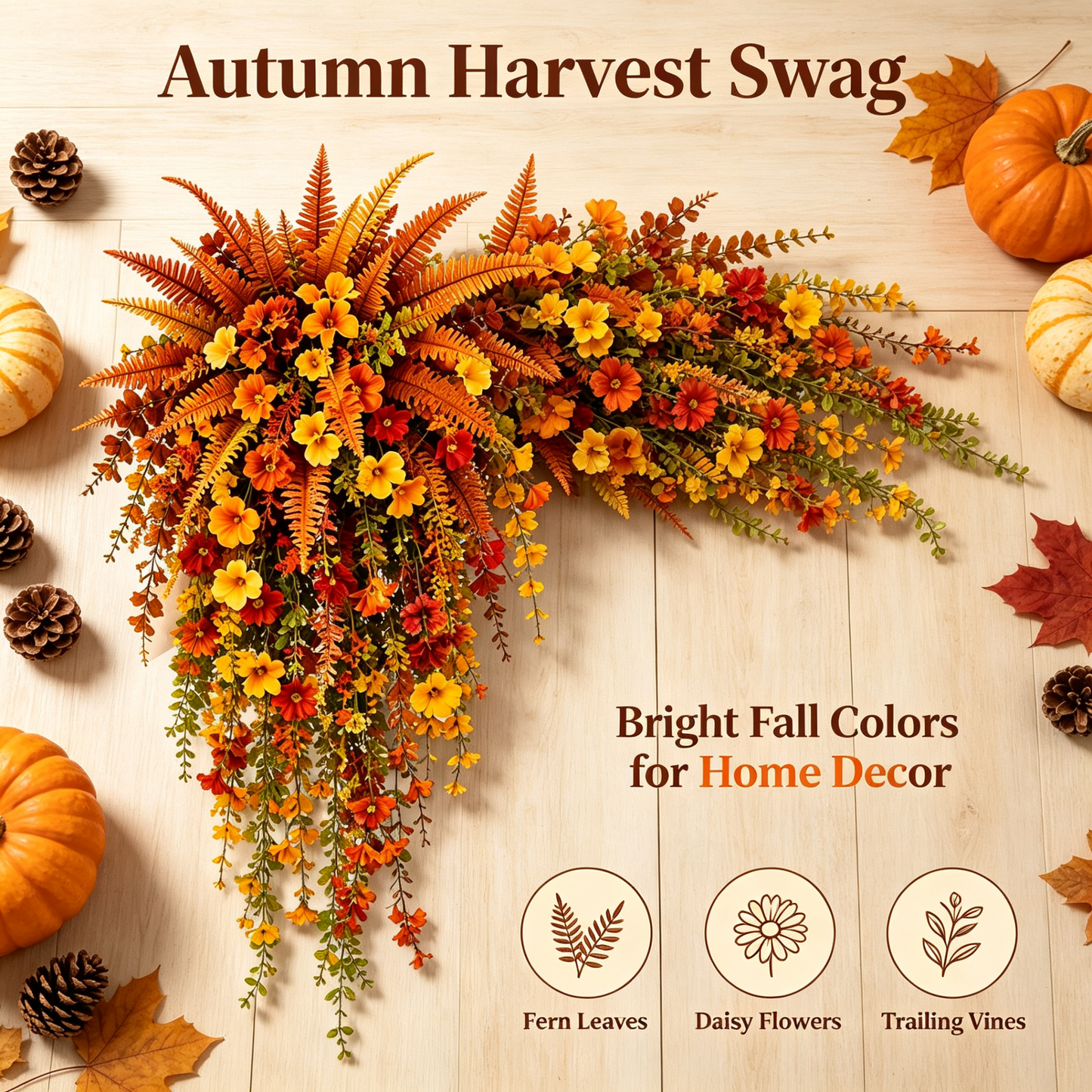 🍂 ARTIFICIAL FALL HARVEST HANGING BASKET