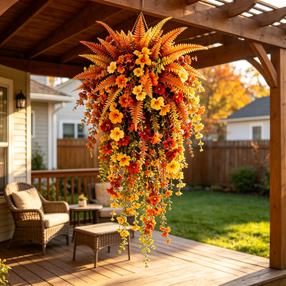 🍂 ARTIFICIAL FALL HARVEST HANGING BASKET