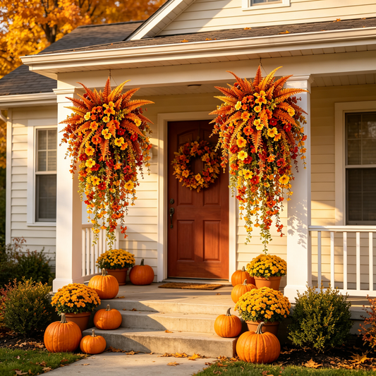 🍂 ARTIFICIAL FALL HARVEST HANGING BASKET