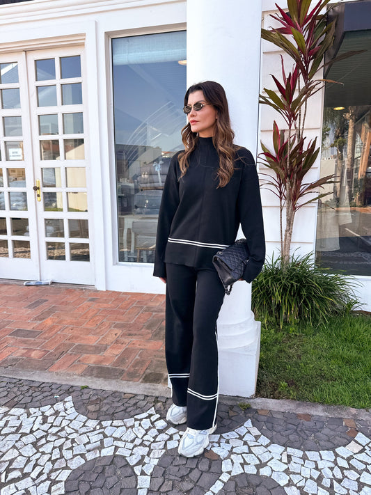 🔥Free shipping on a single 🔥itemKnit Set with High-Neck Mullet Sweater and Comfortable Pants