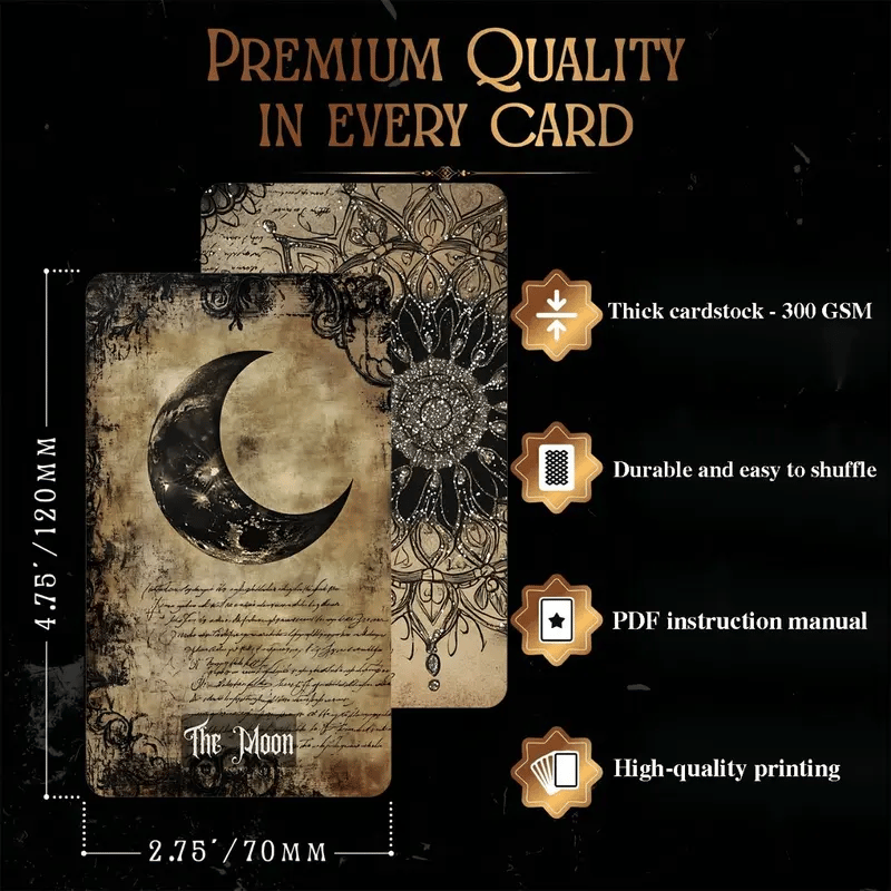 🔥Last Day 49% OFF - 💀🖤Vintage Gothic Tarot Cards Set - 78 Tarot Cards Deck