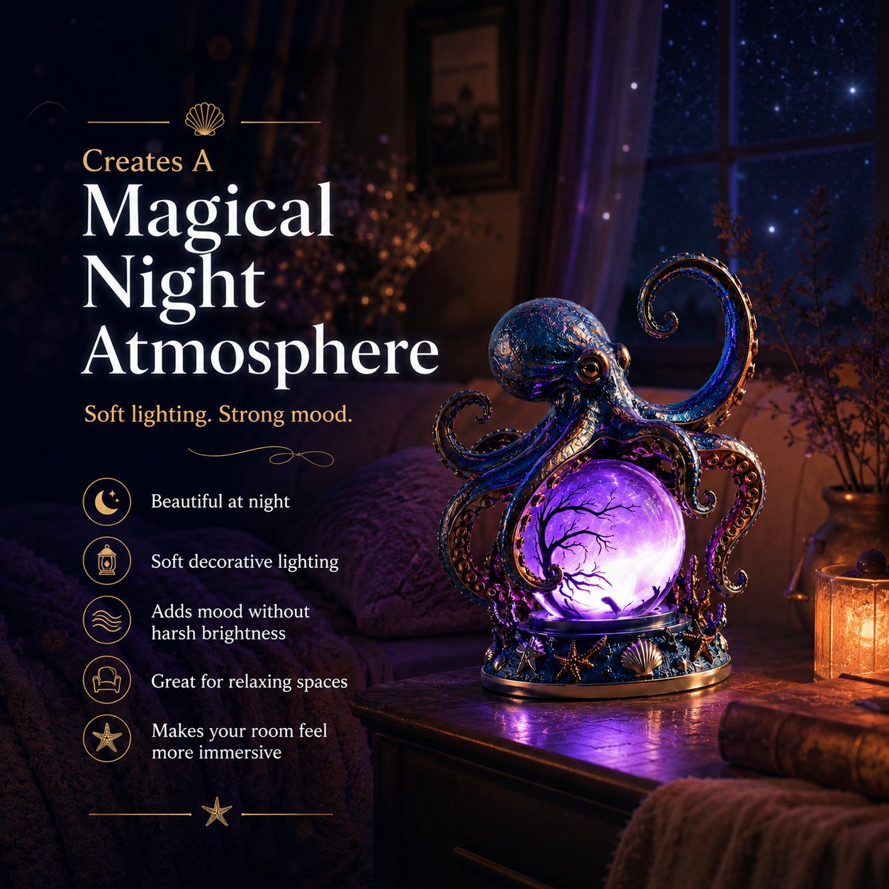 💥🏆Last Day 50% OFF – 🐙 Deep Sea Octopus Crystal Ball Lamp