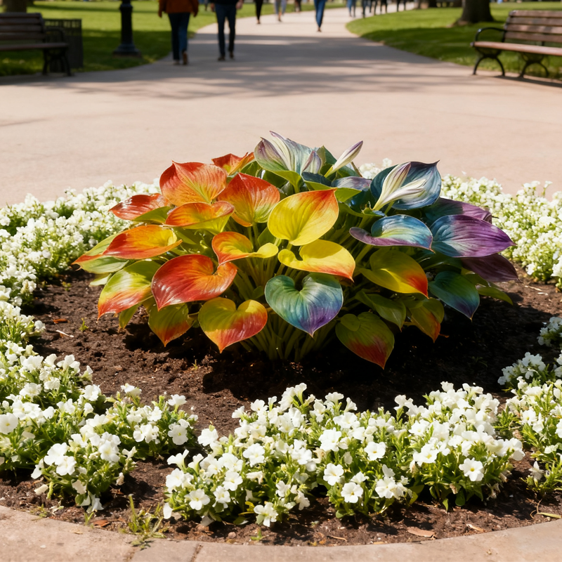 ✨“Dreamlight Rainbow Hosta — Where Nature Glows in Every Shade”