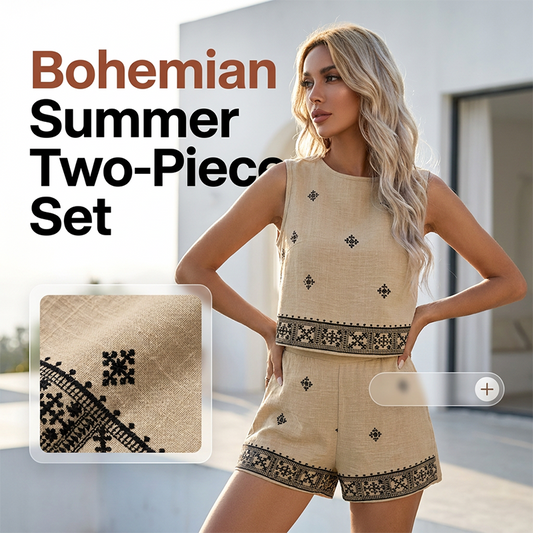 ✨ 50% OFF NOW! 🌸Women's Bohemian Print Sleeveless Top & Shorts Set