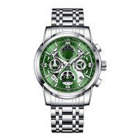 Silver Case with Green Dial